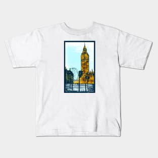 London big Ben UK vibrant retro style graphic Kids T-Shirt
